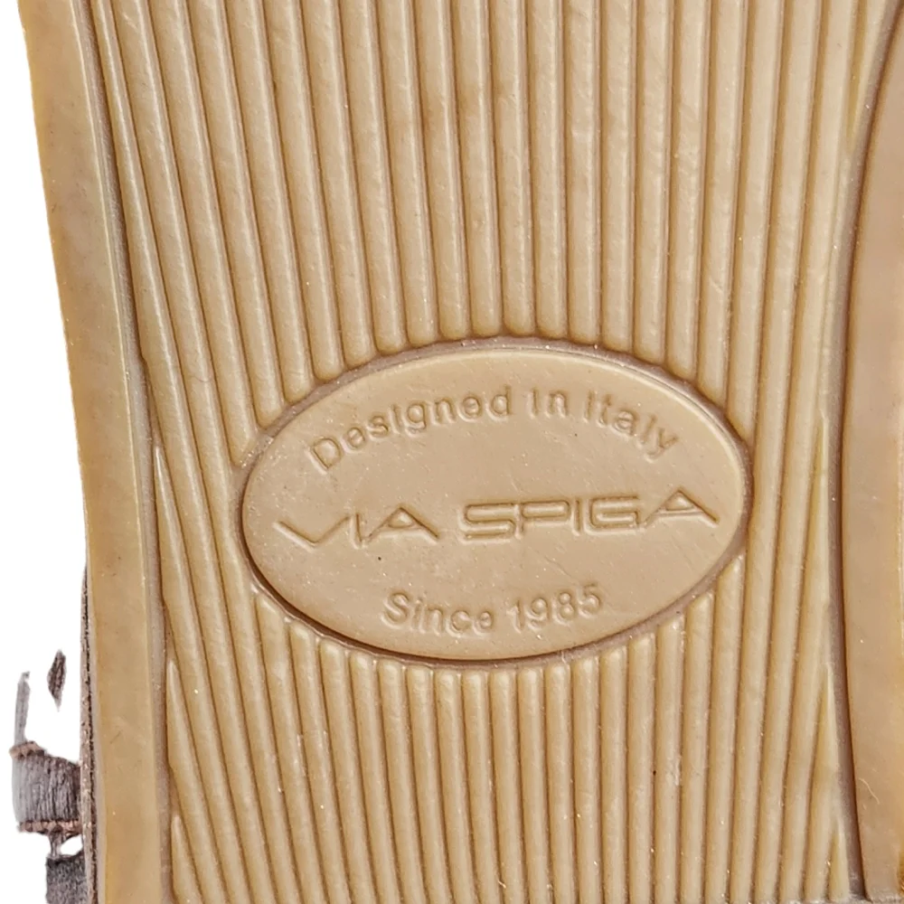 Via Spiga Georgia Over the Knee Leather Thigh Boots Tobacco Brown Women's Size 8 - Picture 10 of 16